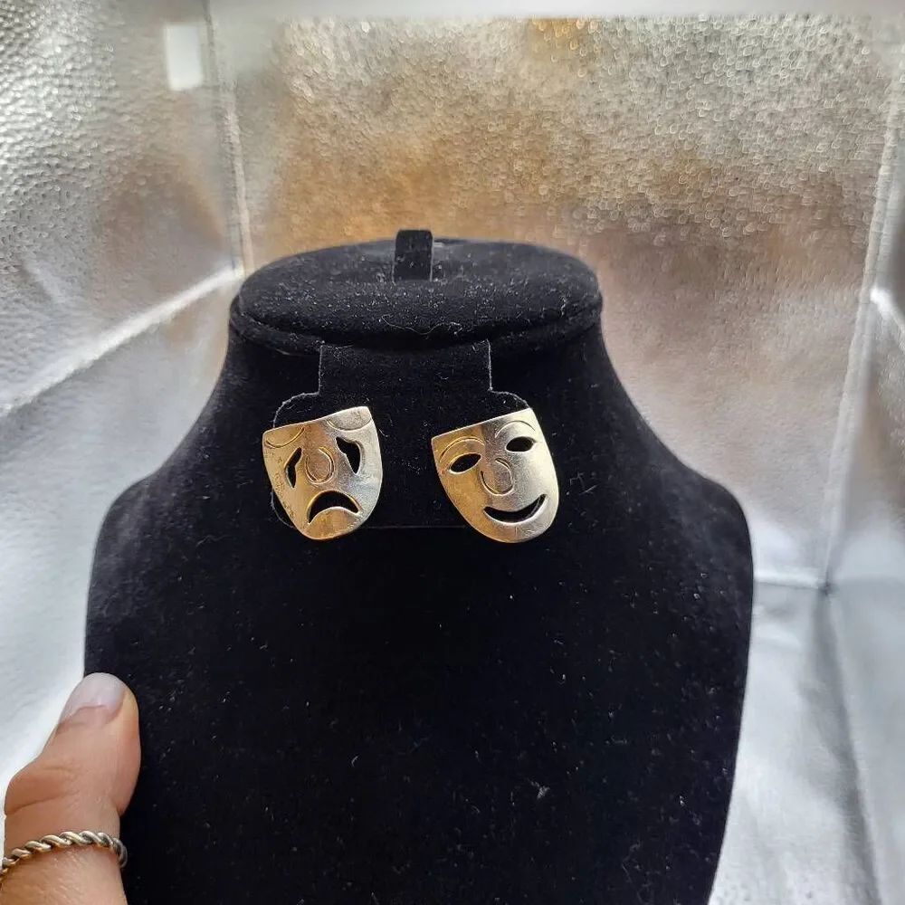 Artisan Sterling Silver Comedy & Tragedy Mask Earrings